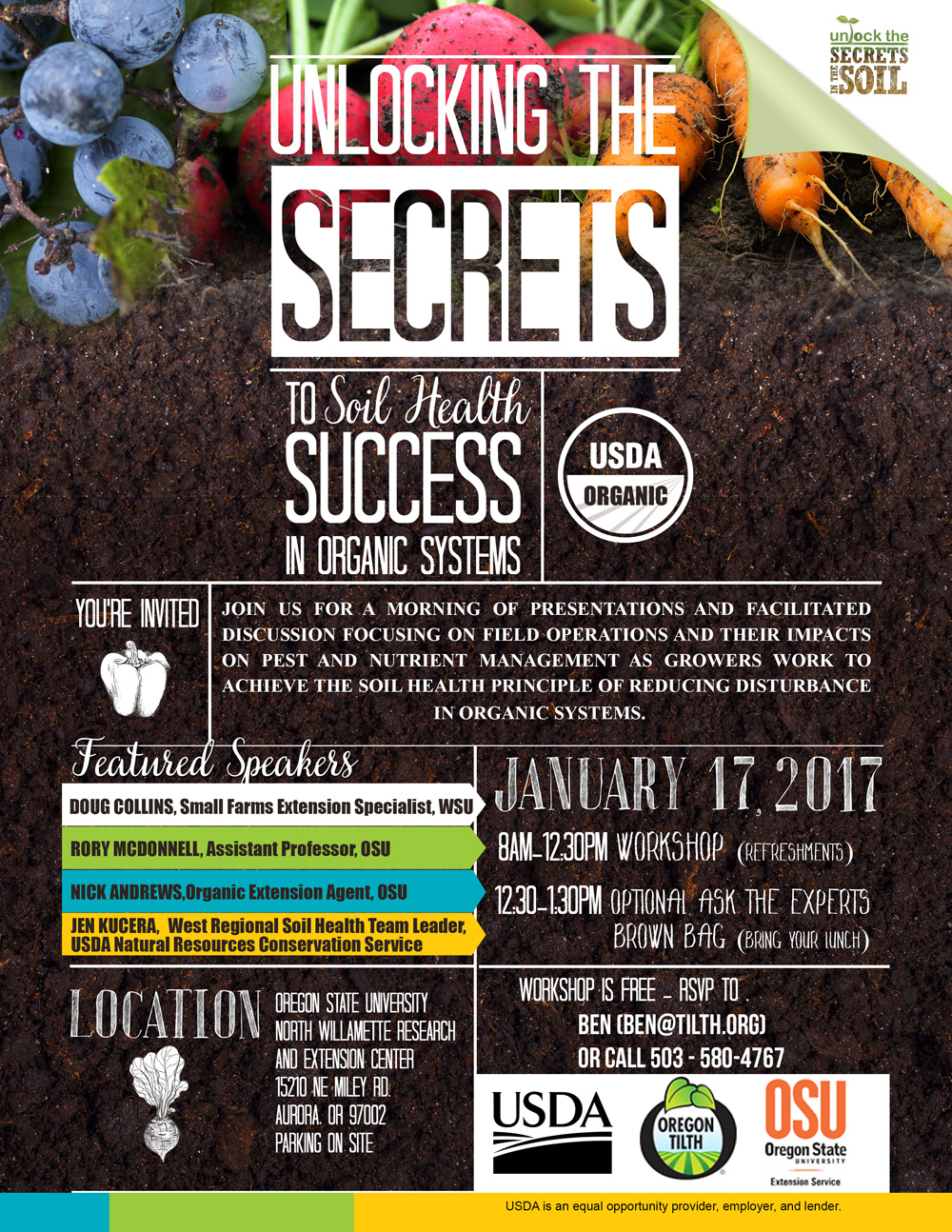 Unlocking the Secrets to Soil Health Success in Organic Systems workshop in Aurora, Oregon