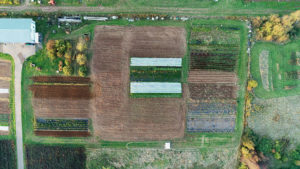 An aerial of Mainstem Farm, which is located adjacent to the Headwaters Farm property