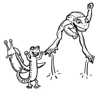 Rana, Lars and Max, the three characters from The Great Gorge Adventure activity book