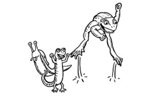 ilustración con personajes del libro de actividades The Great Gorge Adventure