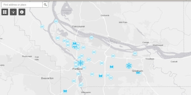 Carte interactive des centres de refroidissement du comté de Multnomah